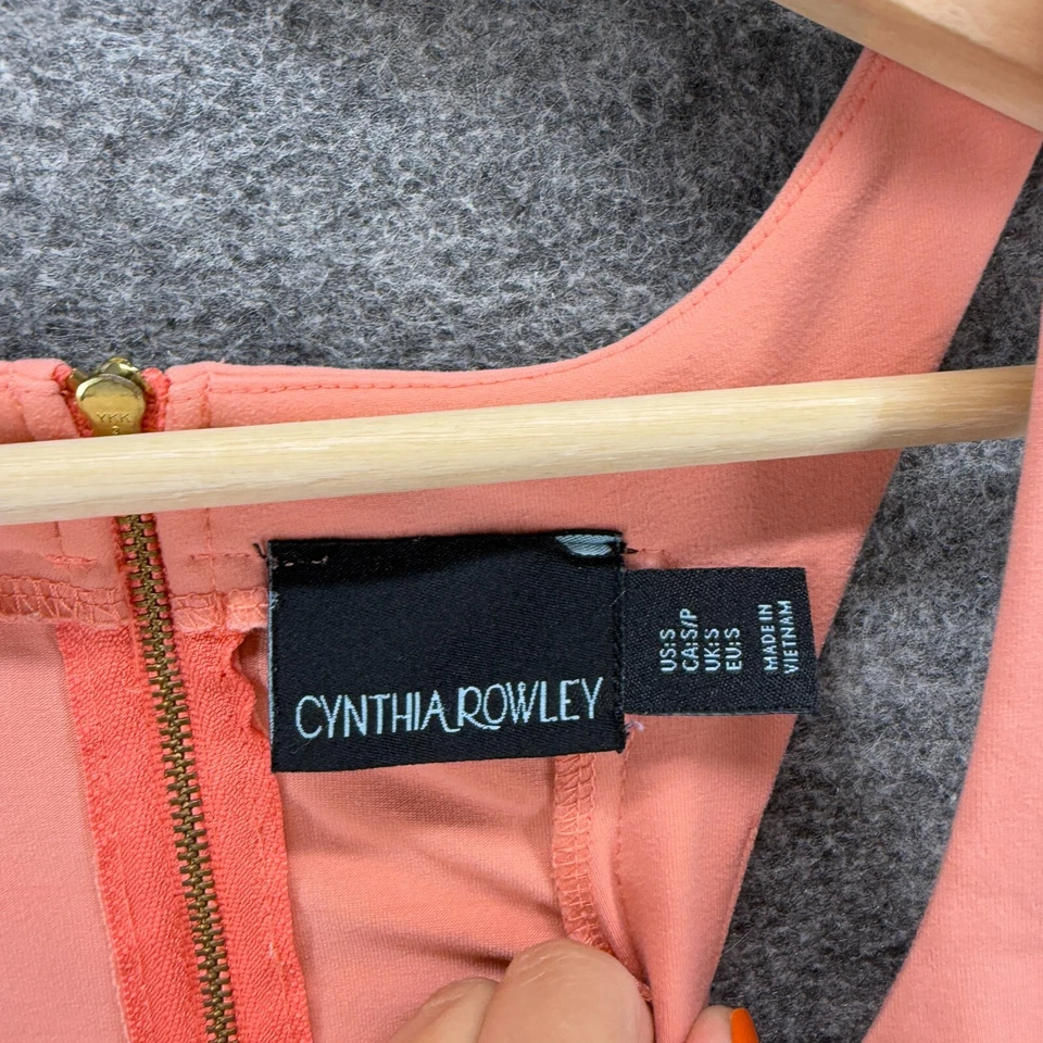 Vestido Cynthia Rowley Mujer S Pequeño Rosa Vaina Midi Cremallera Sin Mangas Informal Foto 3 de 4