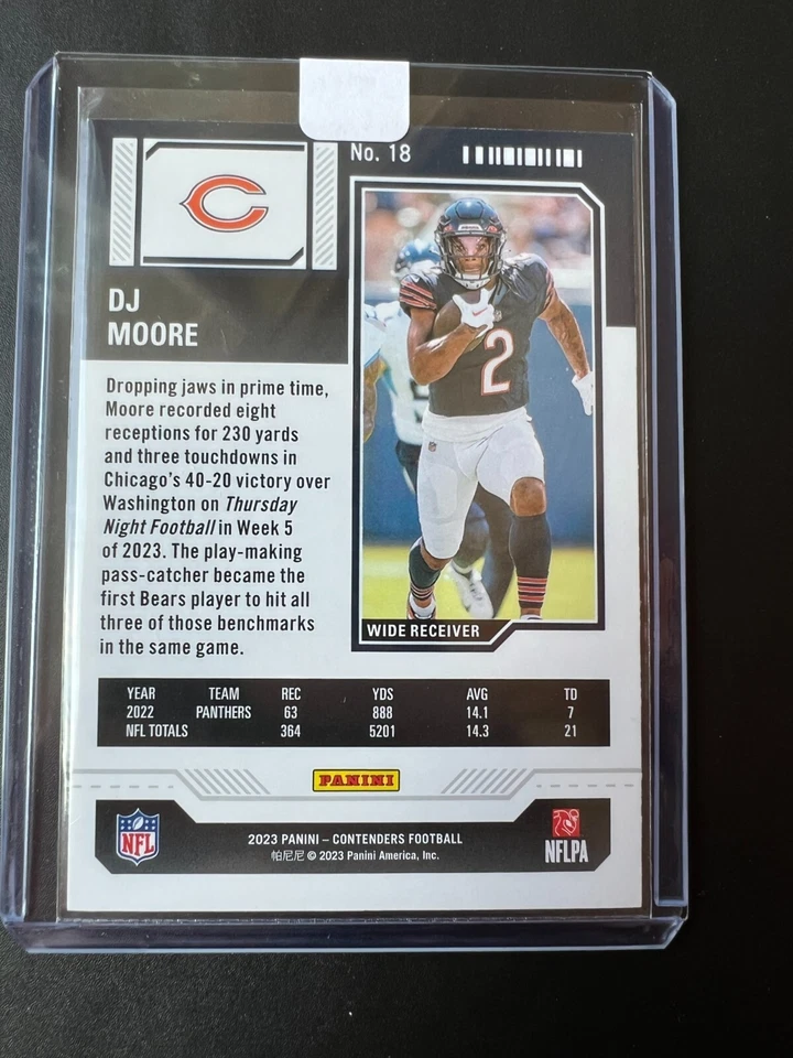 DJ Moore 2023 Panini Contenders Football #18 - GAME TICKET - GOLD - Image 2 of 3