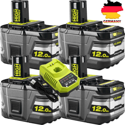4X 12,0Ah 18V Original Akku für RYOBI One Plus Lithium RB18L50 P108/Ladegerät
