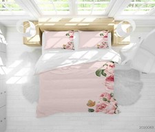 3D Butterfly Roses Floral Pink Quilt Cover Set Duvet Cover Bedding Pillowcases