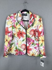 Requirements Jacket Womens 16 Pink Orange Floral Full Zip Office Easter New
