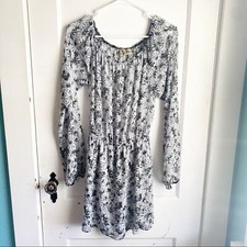 Show Me Your Mumu Lily Scrunch Daisy Stamp Dress White Black Floral Size Small