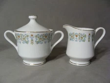 Everbrite Fine China Creamer & Sugar Bowl In The Juliet Pattern, Made In Japan
