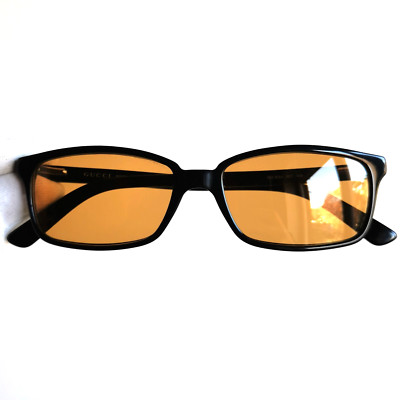 GUCCI Vintage Sonnenbrille oval rechteckig schwarz klein GG1644 orange Gläser 90er y2k