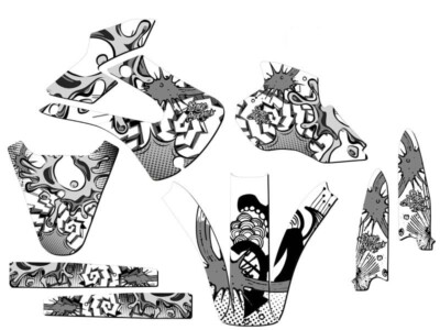 1998-2000 KX 80 ZANY White Senge Graphics Kit Compatible with Kawasaki