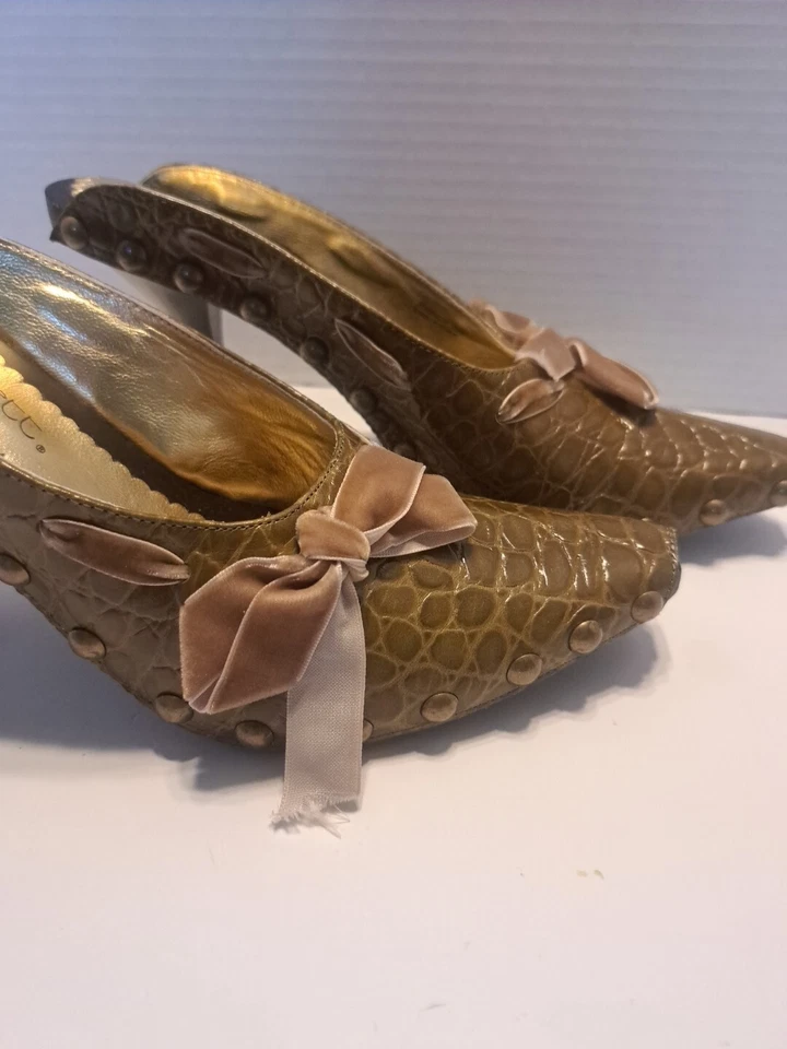 Jessica Bennett Shoes Aligator Print High Heels Women's Size 6M Green - Image 3 of 4