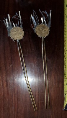 Antique Japanese Sterling Silver Hairpins Ornaments Kanzashi  display picture 2