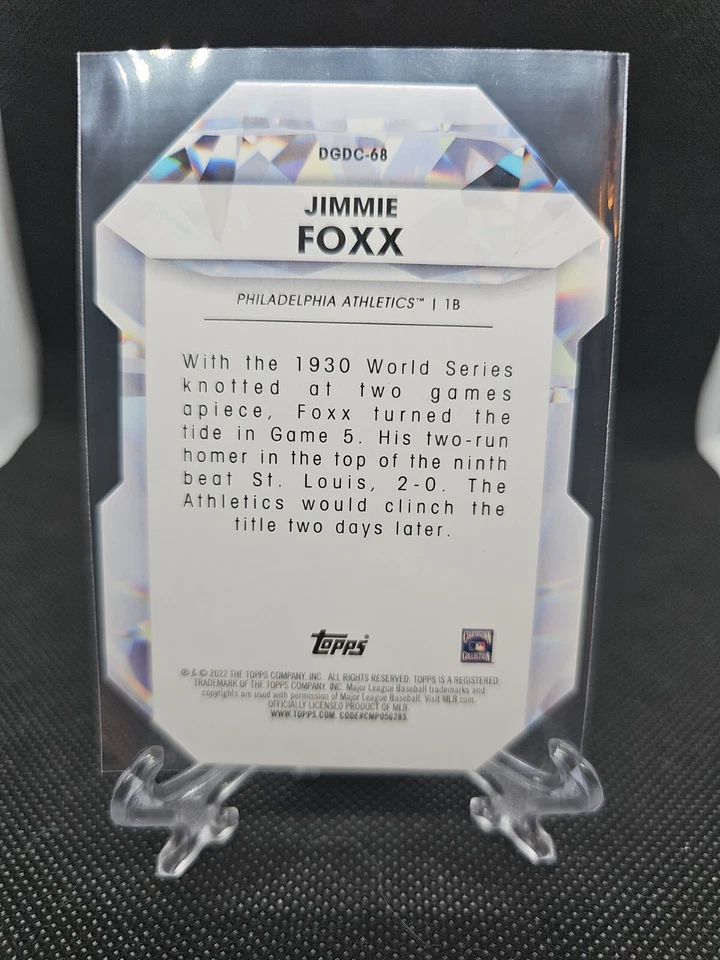 2022 Topps Update Jimmie Foxx Diamond Great Die-Cut #DGDC-68 QTY - Image 2 of 2
