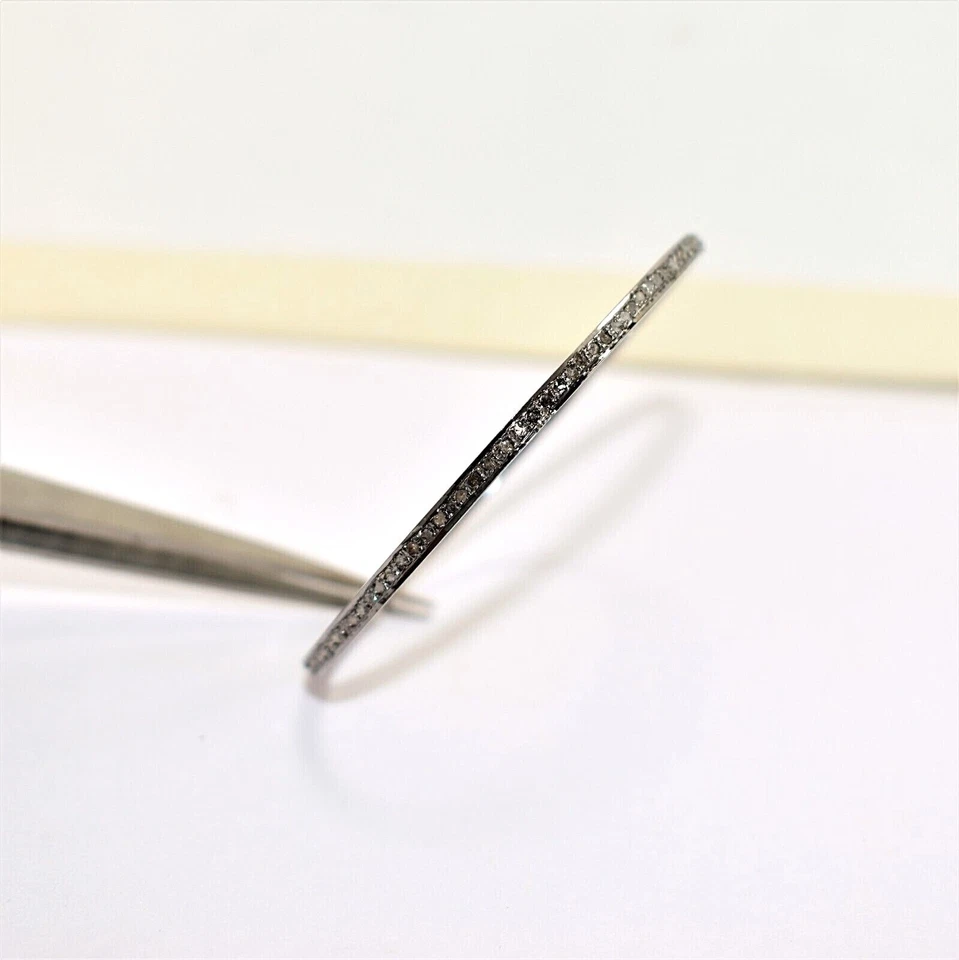 Natural Diamond Bangle Oxides Bangle 925 Sterling Silver Bangle Anniversary Gift - Image 2 of 4