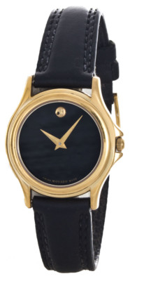 Movado Women's Museum Black Dial Two-Tone Black Leather Band Watch 87E40823