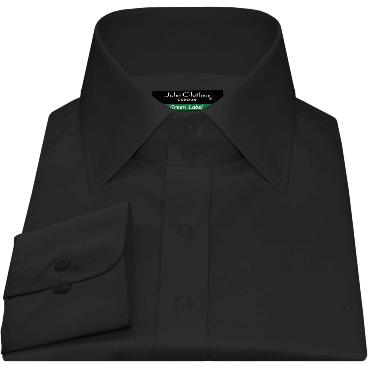 Tall Neck High Spread Wide Collar Black Dress Shirt Men Harry Hill