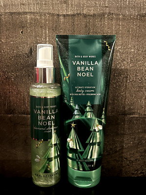 Bath and Body Works Vanilla Bean Noel Diamond Shimmer Mist and Body Cream Combo