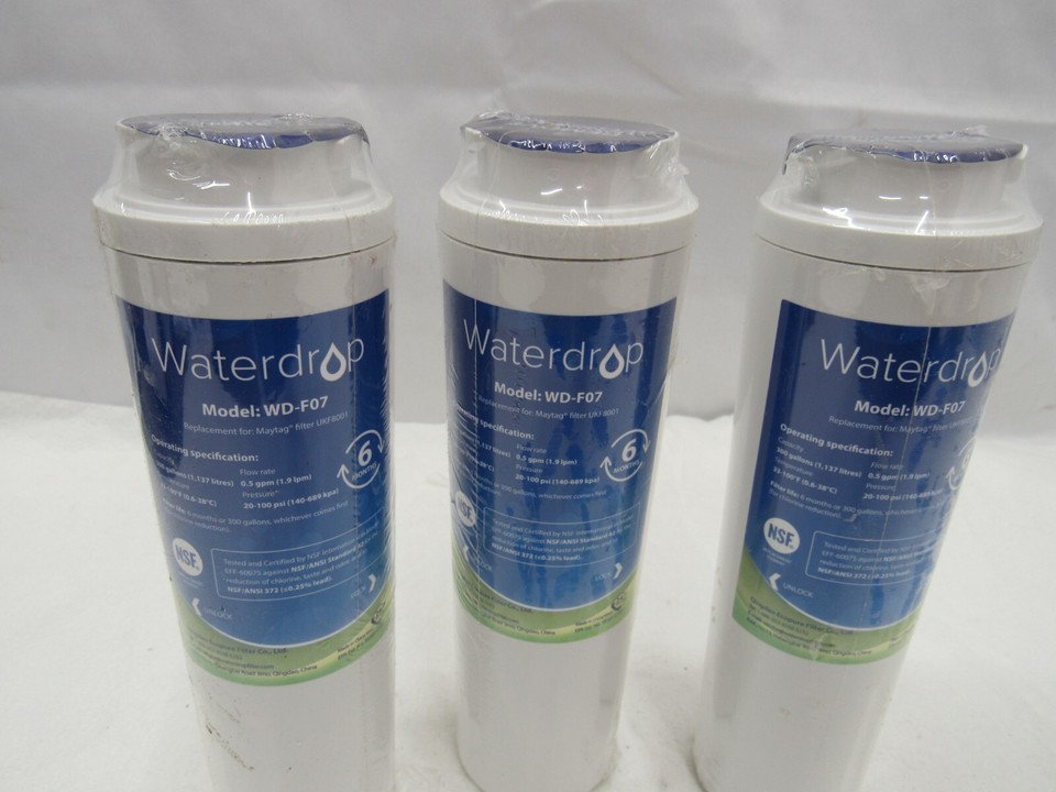 3x WATERDROP Model WDF07 Refrigerator Water Filter Replacement for