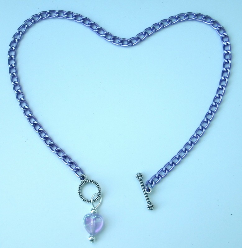 A1 VIOLET aluminum chain NICKEL-FREE 10" or custom anklet with AB heart pendant