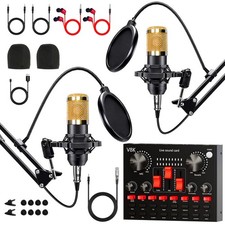 Podcast Equipment Bundle For 2 Studio Recording Kit Music Mixer Headphones BM800