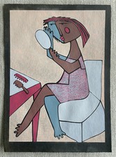 Luis A. Wyzyn De Leon, Signed Girl With A Mirror Serigraph, Puerto Rico Art
