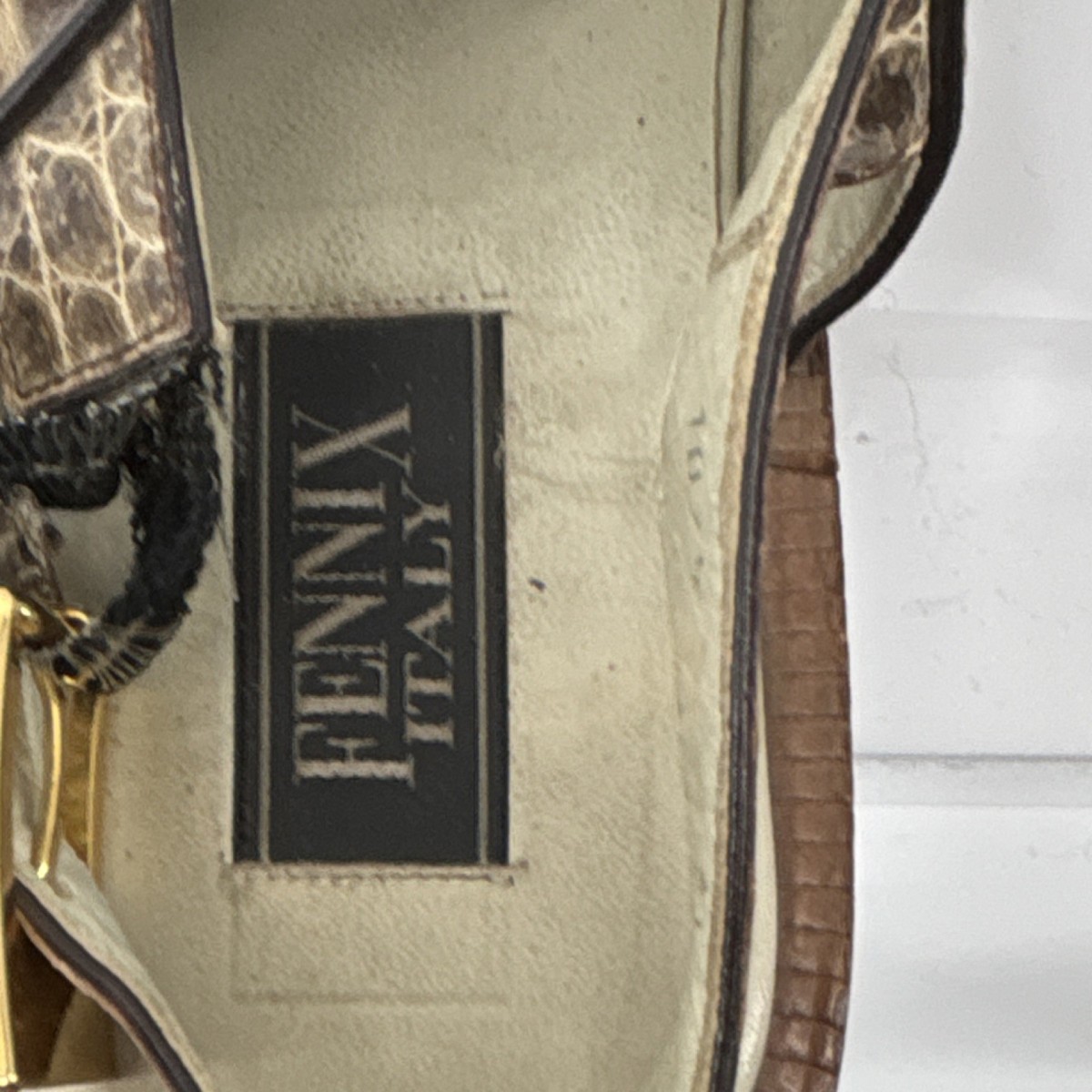 Fennix Italy Men 9.5 Croc Embossed Italian Leather Slingback  display picture 1