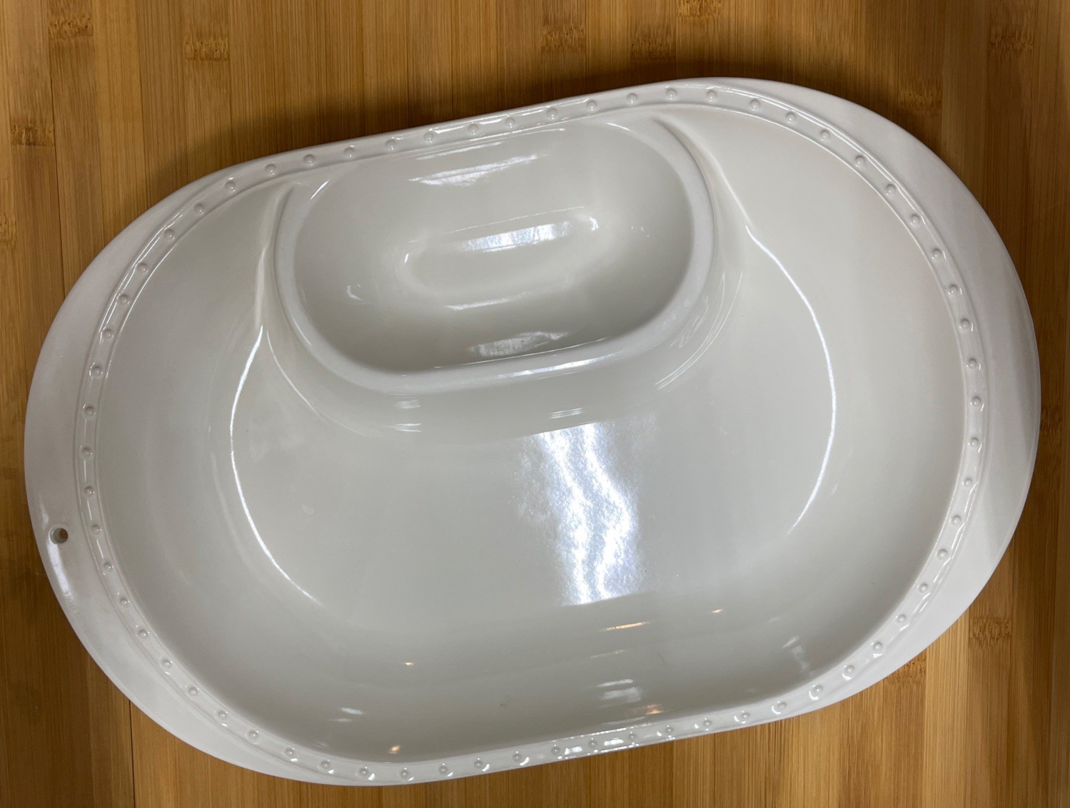 Nora Fleming Stoneware Pearl Dot Chip and Dip Oval Serving Bowl with BOX