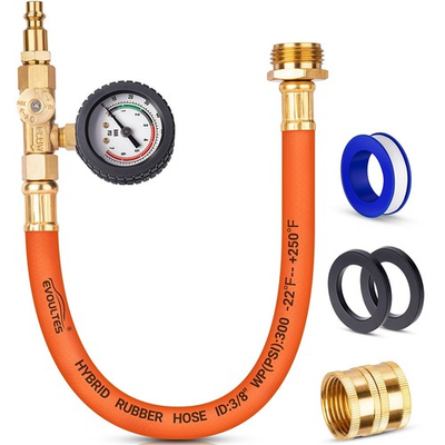 #ad #ad quot;RV Winterizing Kit Brass Blow Out Adapter Hose w Gauge Quick Connect 17quot;quot;quot; $35.45