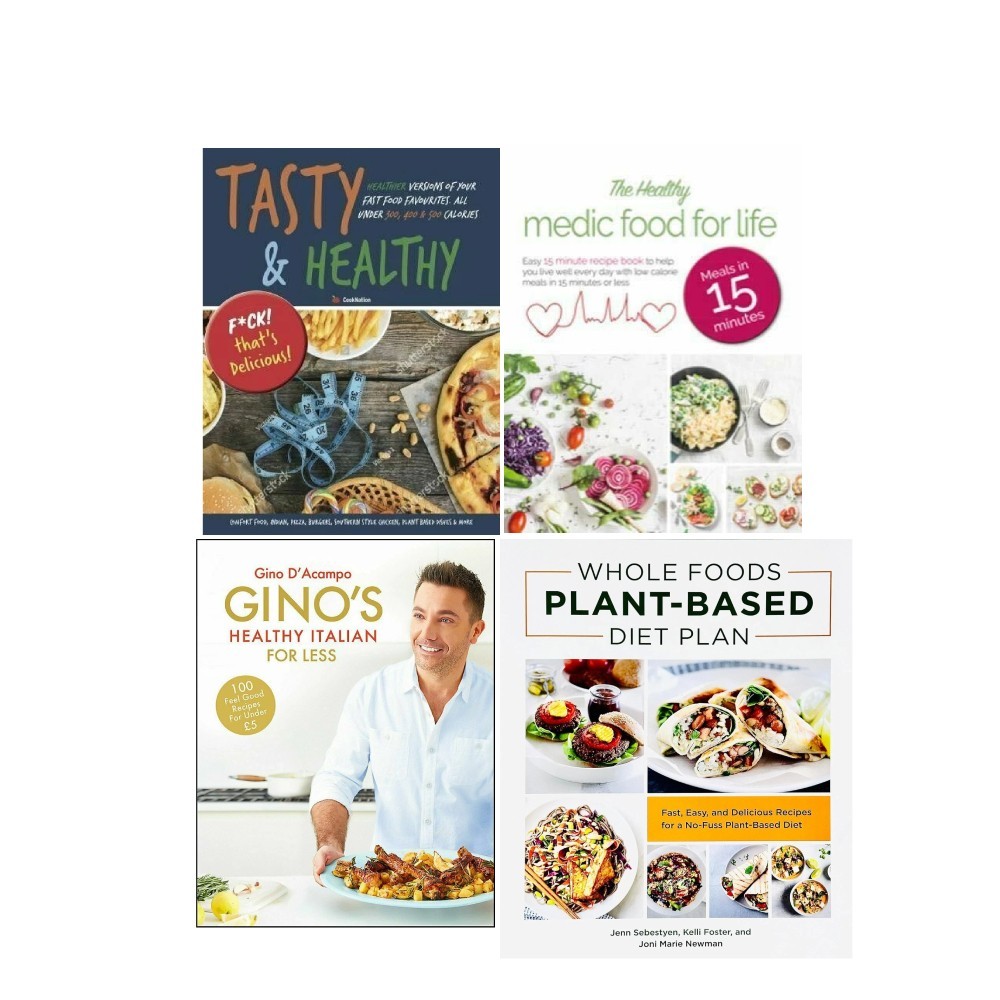 Tasty & Healthy,The Healthy,Whole Foods Plant,Gino's Healthy Italian 4 Books Set