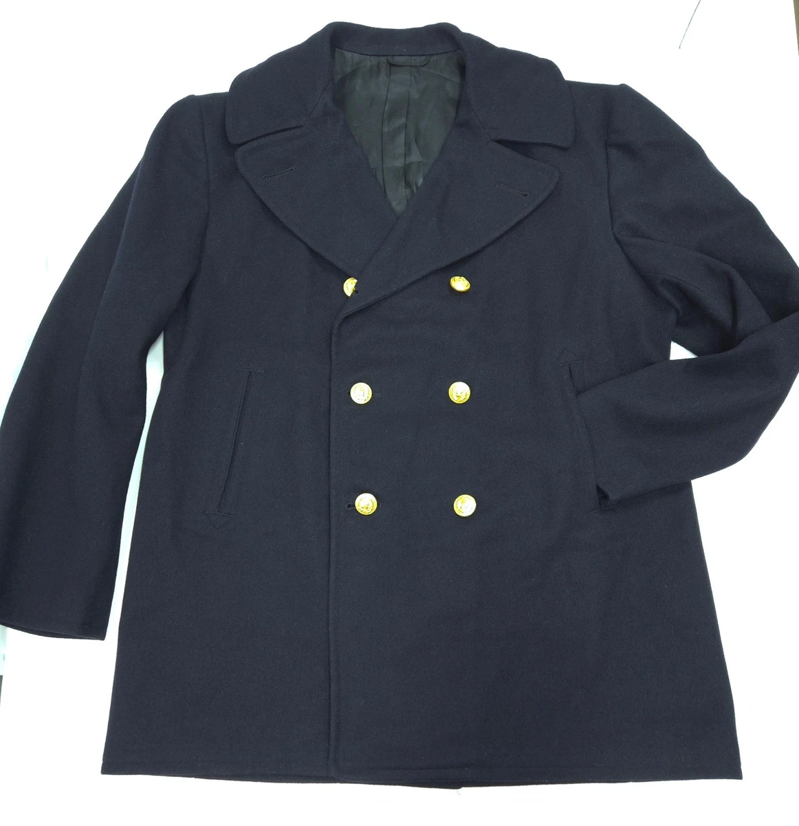 Navy Military Pea Coat | eBay