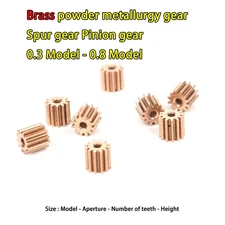 10pcs 0.3/0.4 Model Brass powder metallurgy gear Perforated pinion spur gears