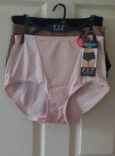 F.I.T Sz M Figure Improving High Waist Briefs Breathable Mesh Tummy Control 3Pk