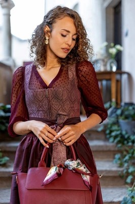 New MarJo silk dirndl Biebelried, 70 cm, burgundy, sizes 36 to 48, new, reduced - 30%