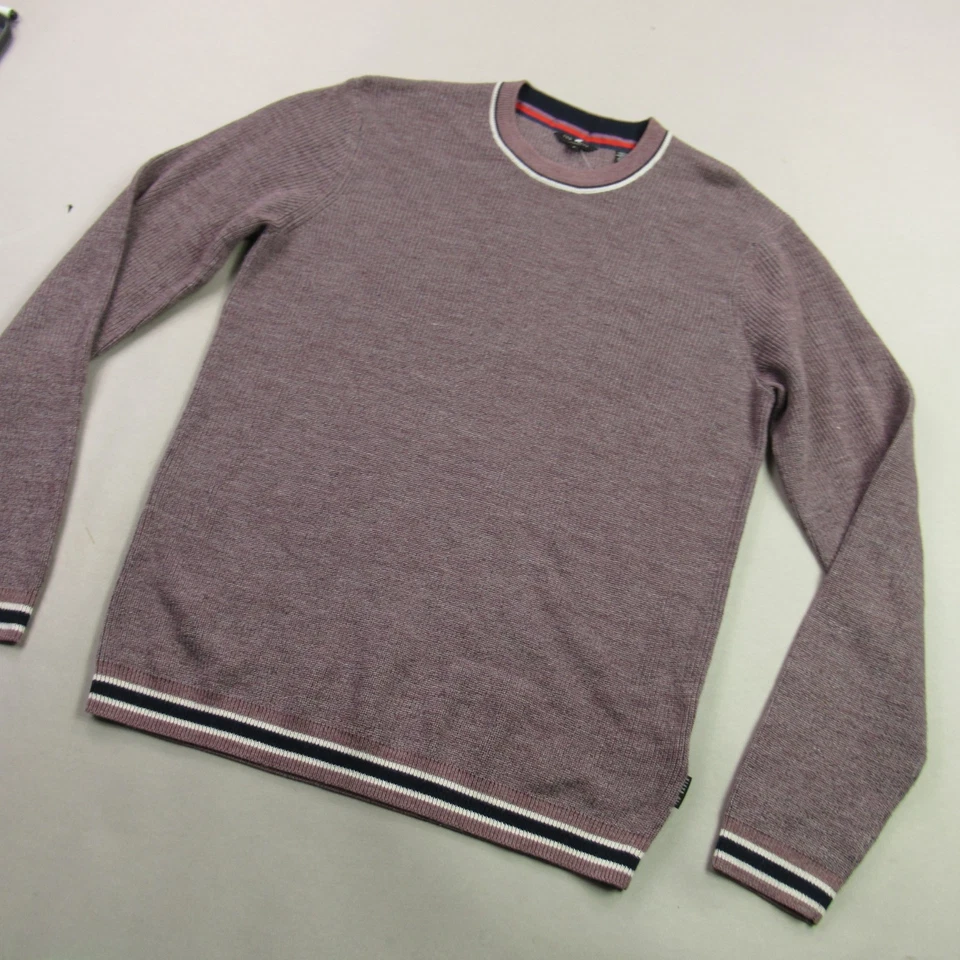 Ted Baker Shirt Mens 4 Long Sleeve Crew Neck Purple Sweater Casual - Image 2 of 4