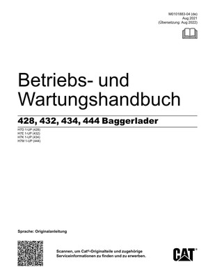 Caterpillar 428 432 434 444 Baggerlader Betriebsanleitung Wartungshandbuch