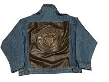 Vintage US Marine Corps Denim And Leather Jacket Size XL Made In USA