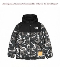 THE NORTH FACE Printed Reactor Boys Jacket L Hooded Camo Insulated Logo