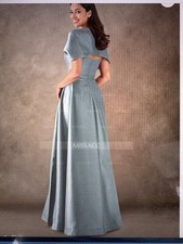 A-Line Cap Sleeve Floor-Length Satin Mother of the Bride/Groom Dress