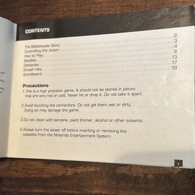 SOLO MANUAL DE INSTRUCCIONES NINTENDO BATTLETOADS NES