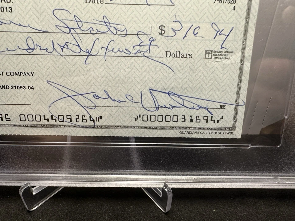 JOHNNY UNITAS Signed Personal Check-HALL OF FAME-BALTIMORE COLTS-PSA 9 Auto - Image 3 of 4