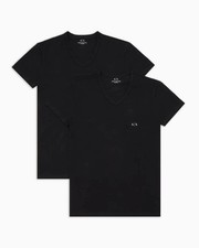 Image of Armani Exchange Pack of 2 Cotton Jersey V-Neck T-Shirts – Multiple Colours