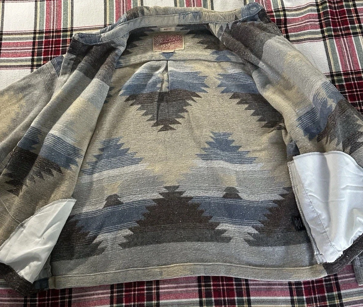 NWT Brooklyn Cloth Men’s Southwestern Aztec Shacket Heavy Flannel Jacket M image 3