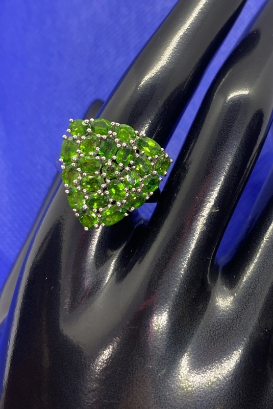 Sterling Silver 3k Emerald Size 11 Ring