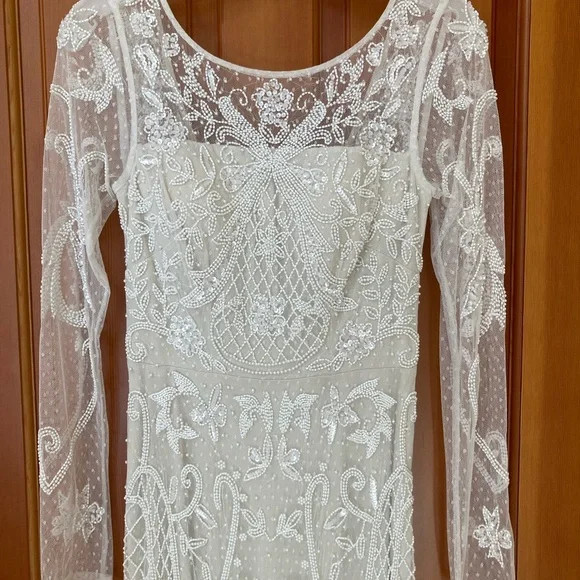 NWT DB Studio Beaded Lace Long Sleeve Wedding Dress Size 2 GORGEOUS SOLD OUT image 2