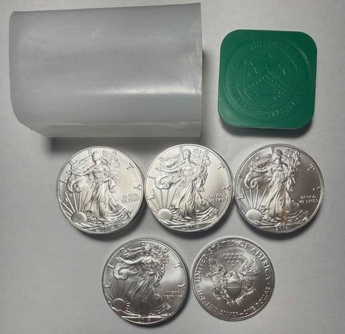 Roll of (20) 2016 BU American Silver Eagle Coins .999 in Mint Tube.