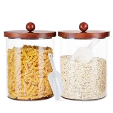 Set of 2 Large Glass Food Storage Jar-101 FLOZ, Flour and Sugar Storage Conta...