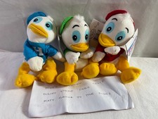 3 Walt Disney Huey Dewey Louie Mini Bean Bags W/Tags Hats to Side