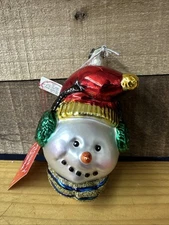 Dept 56 Snowman Head Mercury Glass Christmas  Ornament In Box