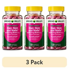 (3 pack) Spring Valley Extra Strength Hair Collagen Support Softgels, 120 Count