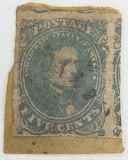 CSA Stamp Scott # CSA4 5 Cents Blue | Jefferson Davis USED F117