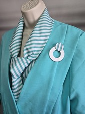 80s Vintage Med. Suit 3-piece Women's Spring Dress Skirt Mint Turquoise Teal