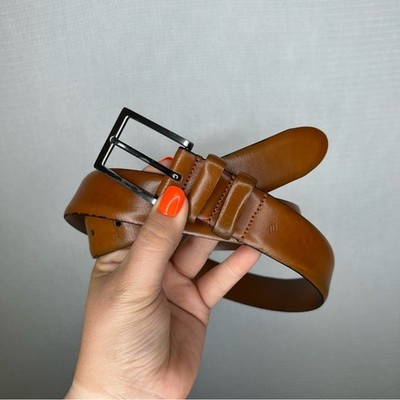 Joseph Abboud | Size 44 Brown Tan Leather Belt with Silver  display picture 1
