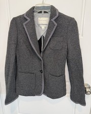 Banana Republic Women Wool 2 Button Gray W/Pocket Blazer Italian Made Size 2 XS