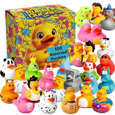 100 Pack Rubber Ducks Bulk Bath Toys Party Favors Pool Jeep Ducking Decor Gift