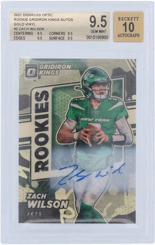 Zach Wilson Jets Signed 2021 Panini Donruss Gold #1/1 BGS 9.5/10 Rookie Card